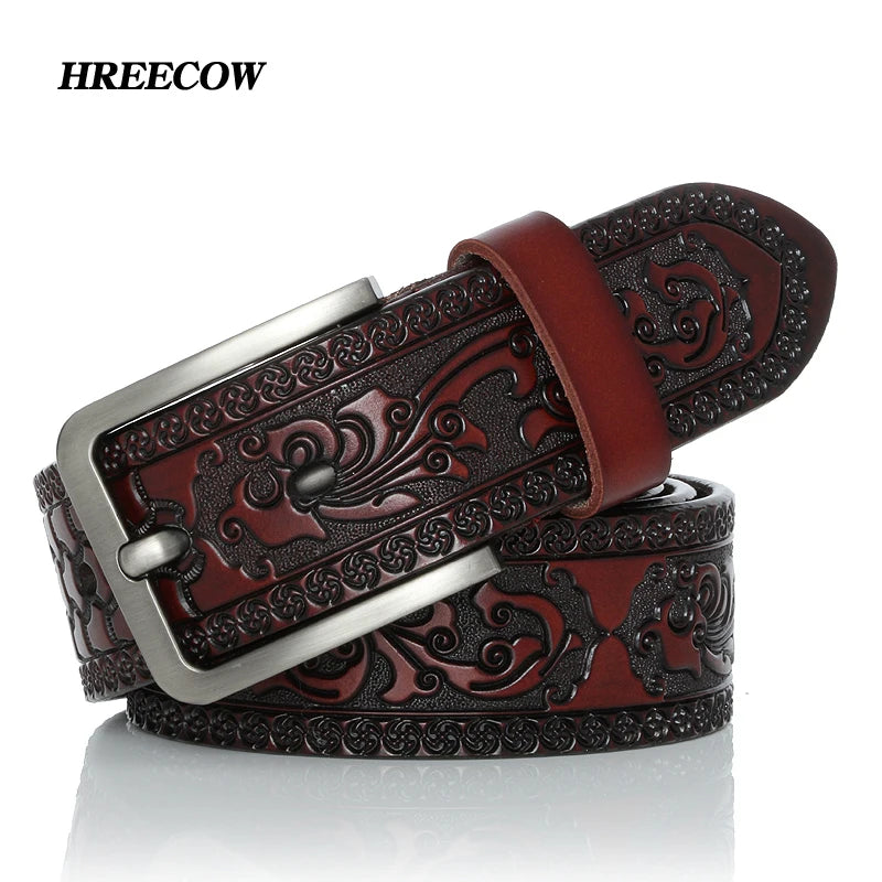 Belts for Men High Quality Cow Genuine Leather Designer Belt Male Fashion Classic Vintage Pin Buckle Strap for Cowboy Jeans