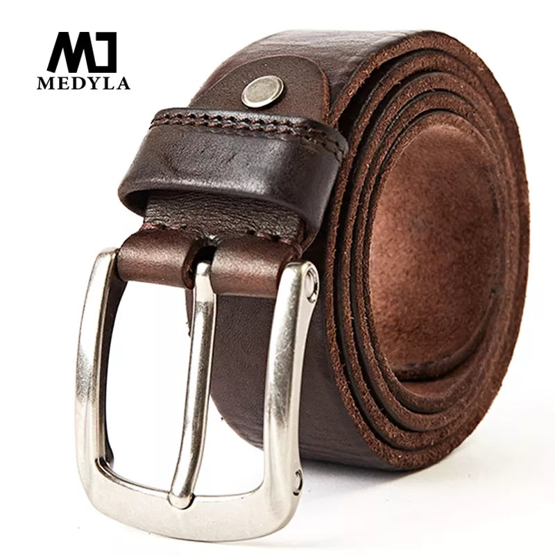 Men's Belt Top Layer Leather Casual Belts Vintage Handmade Design Pin Buckle