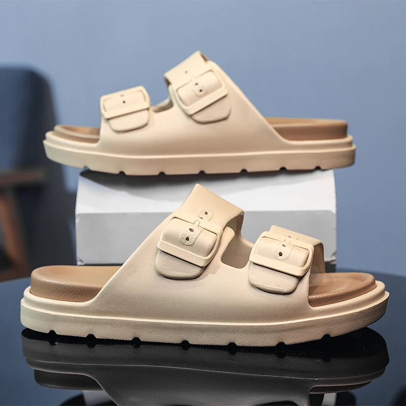 Mens Rubber Slippers Thick Soles Slides Summer Beach Shoes Casual Outdoor Slide Slipper Slip on Sandals