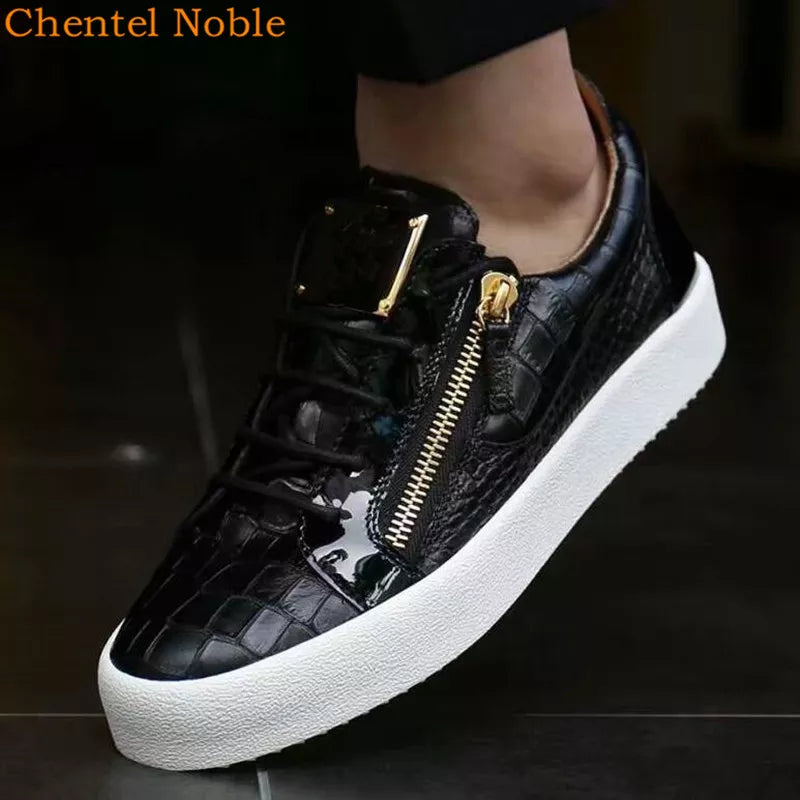 2019 Brand Male Comfortable Metal Loafers Men Casual Shoes Party Dress Shoes Men Flats Lace-Up Sneakers Black Color Big Size
