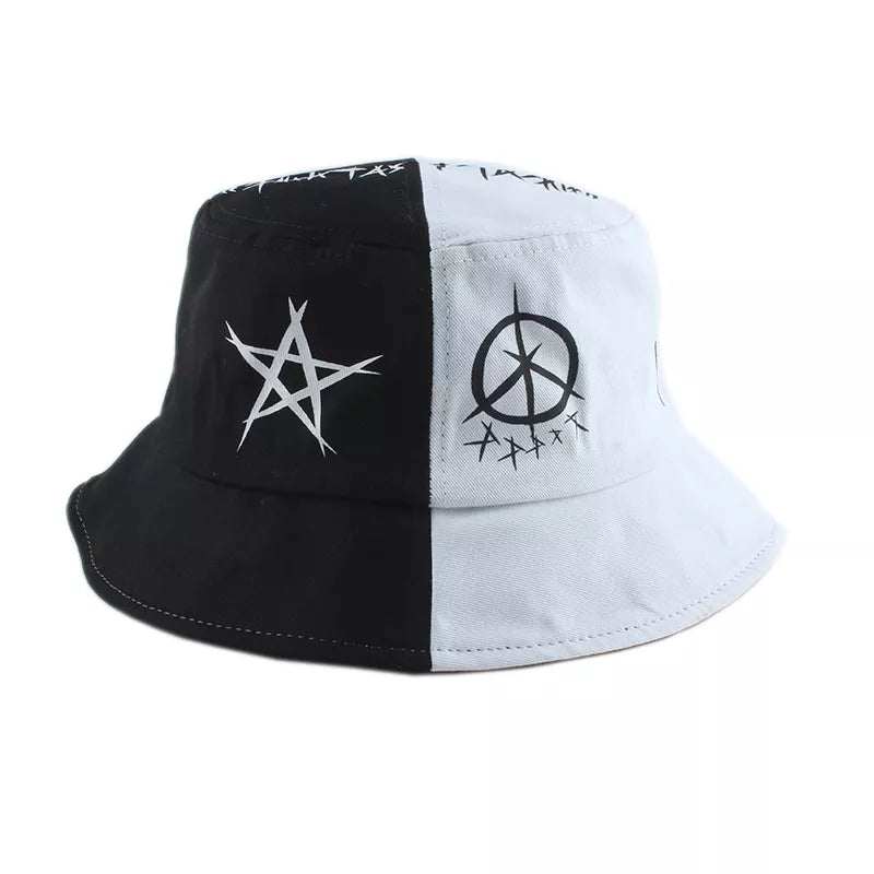 Unisex Harajuku Bucket Hat Fisher Outdoor Black White Patchwork Hip Hop Cap Men's Summer Fisherman Hat Women New Bone Feminino