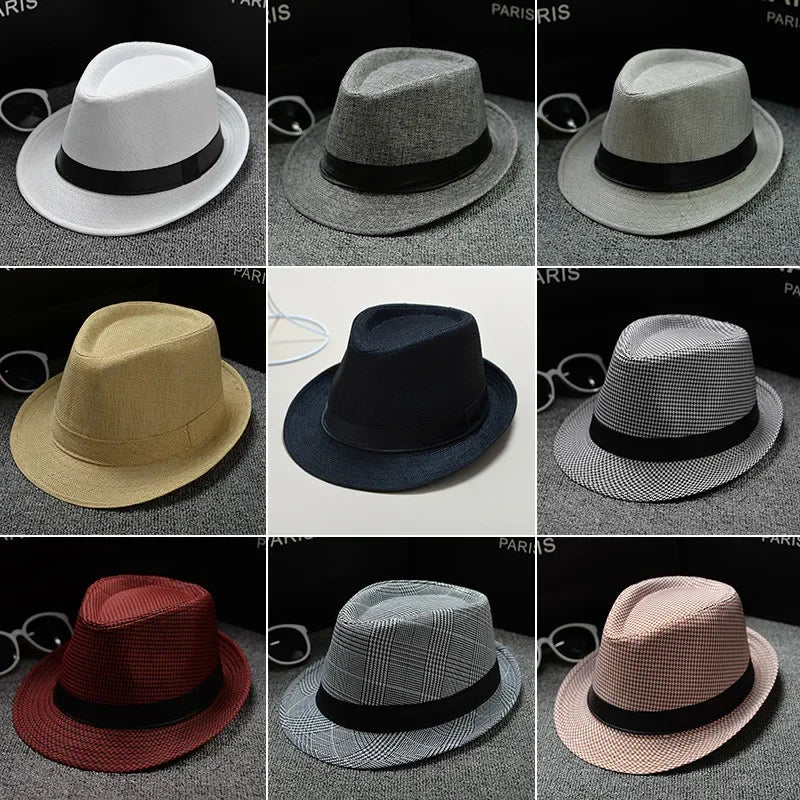 New Fashion Wide Brim Retro Jazz Caps for Men Vintage Couple Cap Summer Outdoor Sun Protection Fedoras Hats for Women