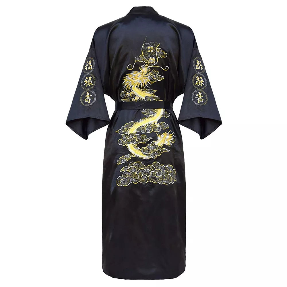 Luxury Kimono Bathrobe Gown Home Clothing Oversize 3XL Men Embroidery Chinese Dragon Robe  Male Sleepwear Loose Nightwear