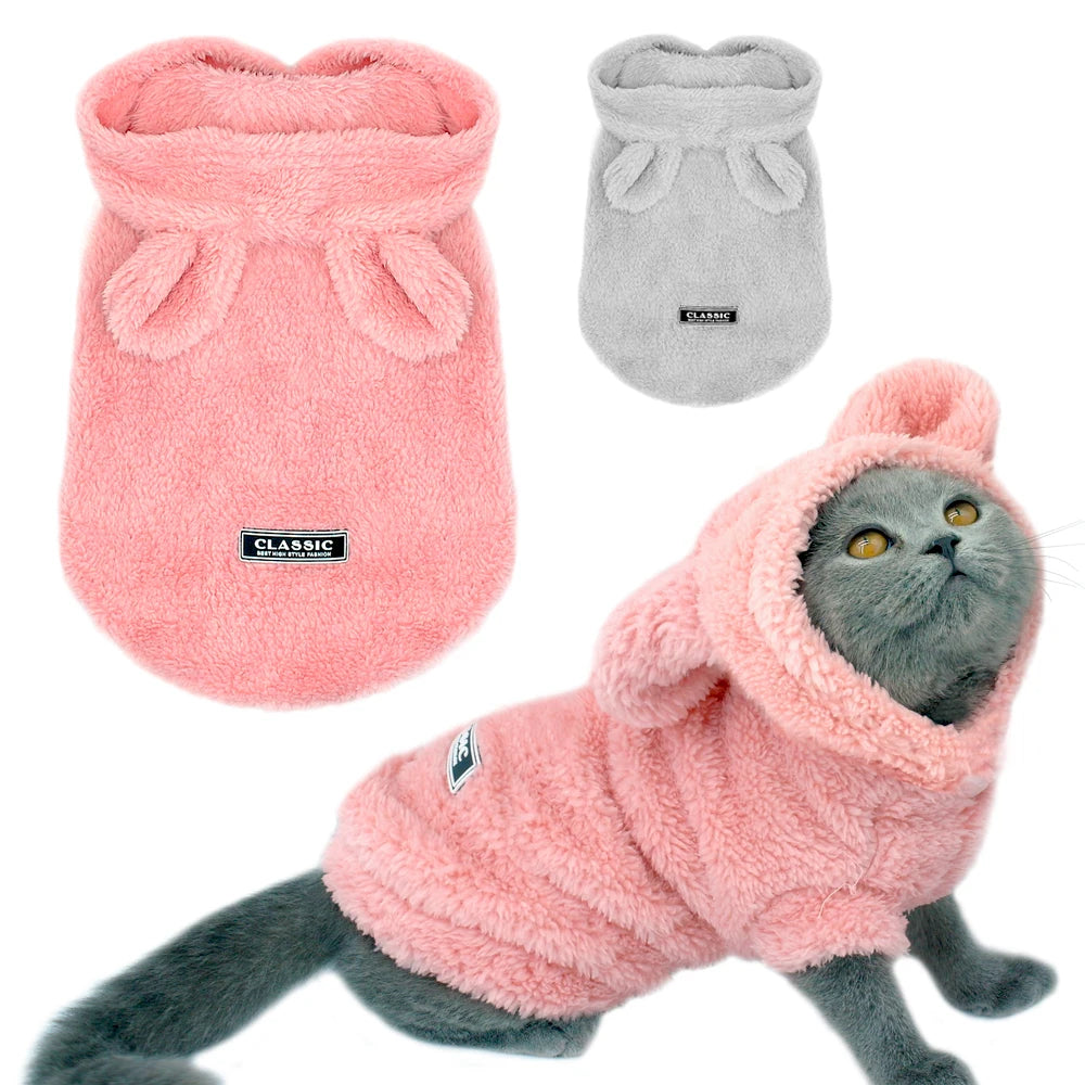 Warm Cat Clothes Winter Pet Puppy Kitten Coat Jacket Clothing Costume Pink S-2xl
