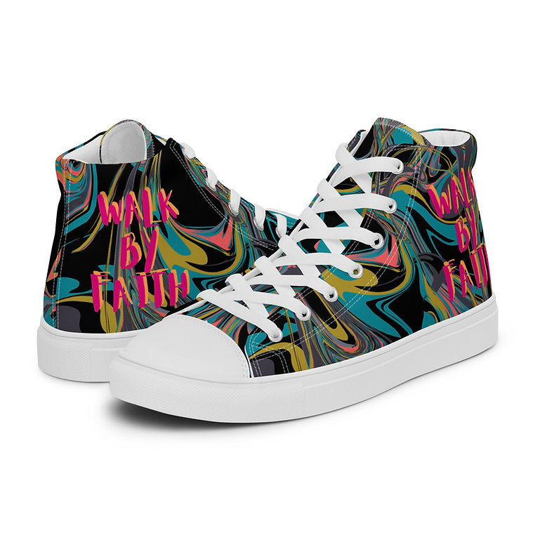 WALK BY FAITH - Women’s high top canvas shoes