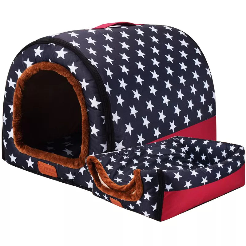 New Warm Dog House Comfortable Print Stars Kennel Mat for Pet