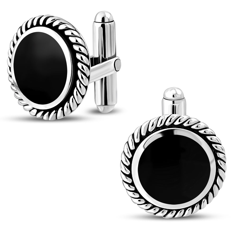 Sterling Silver Black Onyx Cufflinks