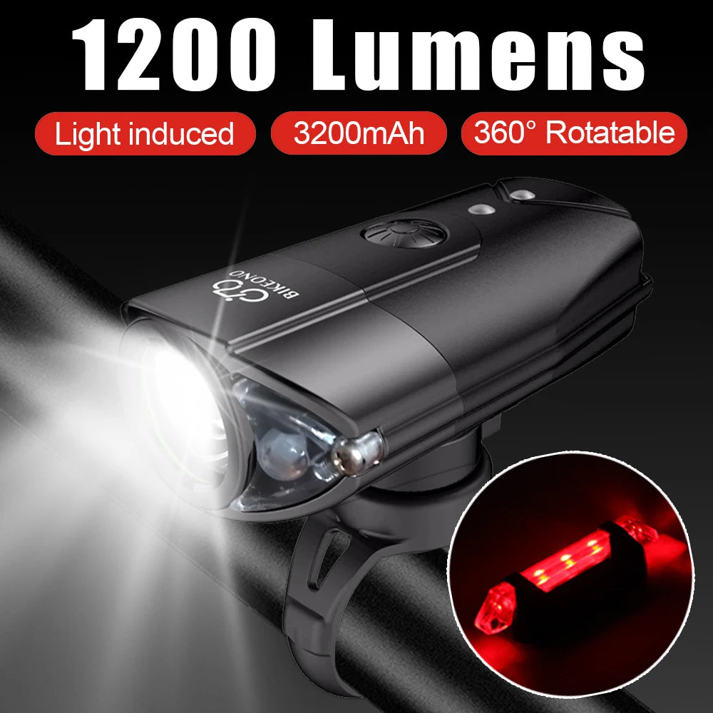 BIKEONO Bicycle Light Bike Accessories Headlight LED Taillight USB Rechargeable Flashlight MTB Cycling Lantern for Bicycle Lamp