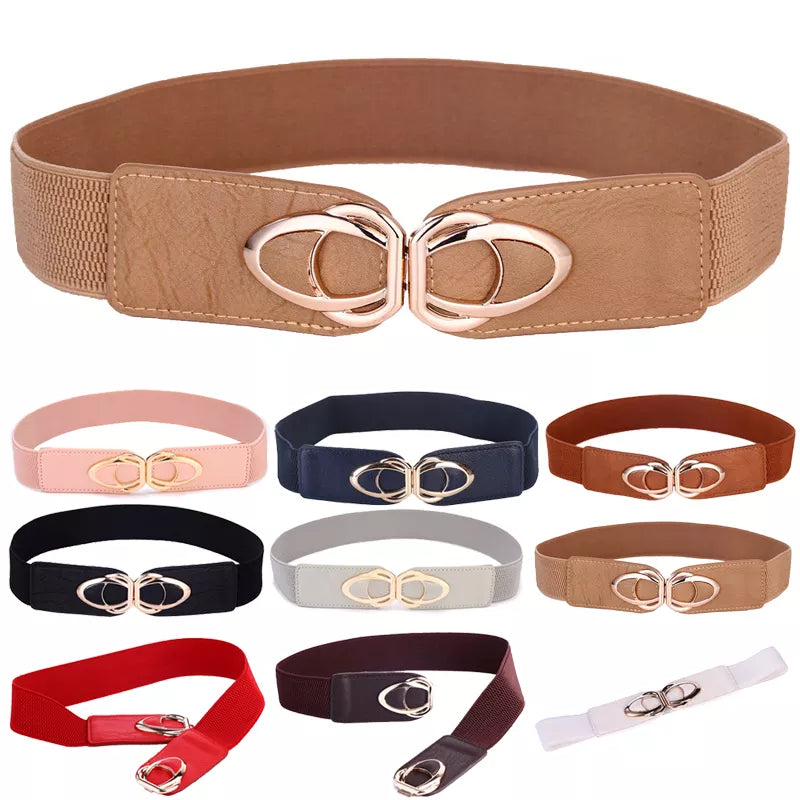 Fashion Thick PU Leather Elastic Wide Belts for Women