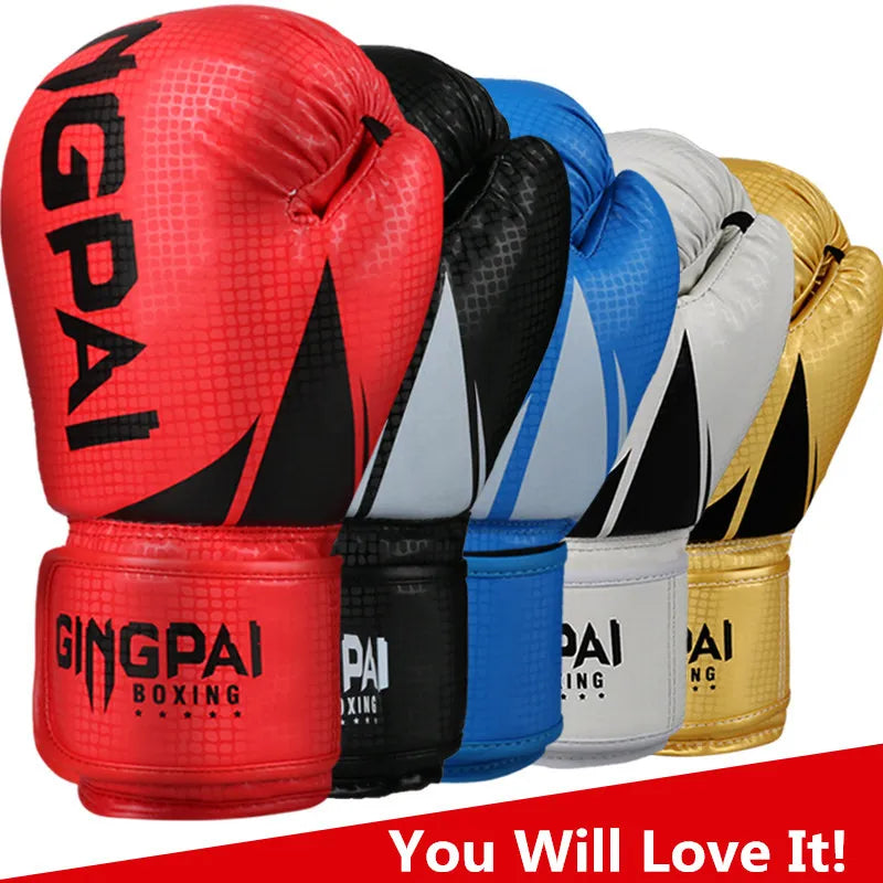 HIGH Quality Adults Women/Men Boxing Gloves Leather MMA Muay Thai