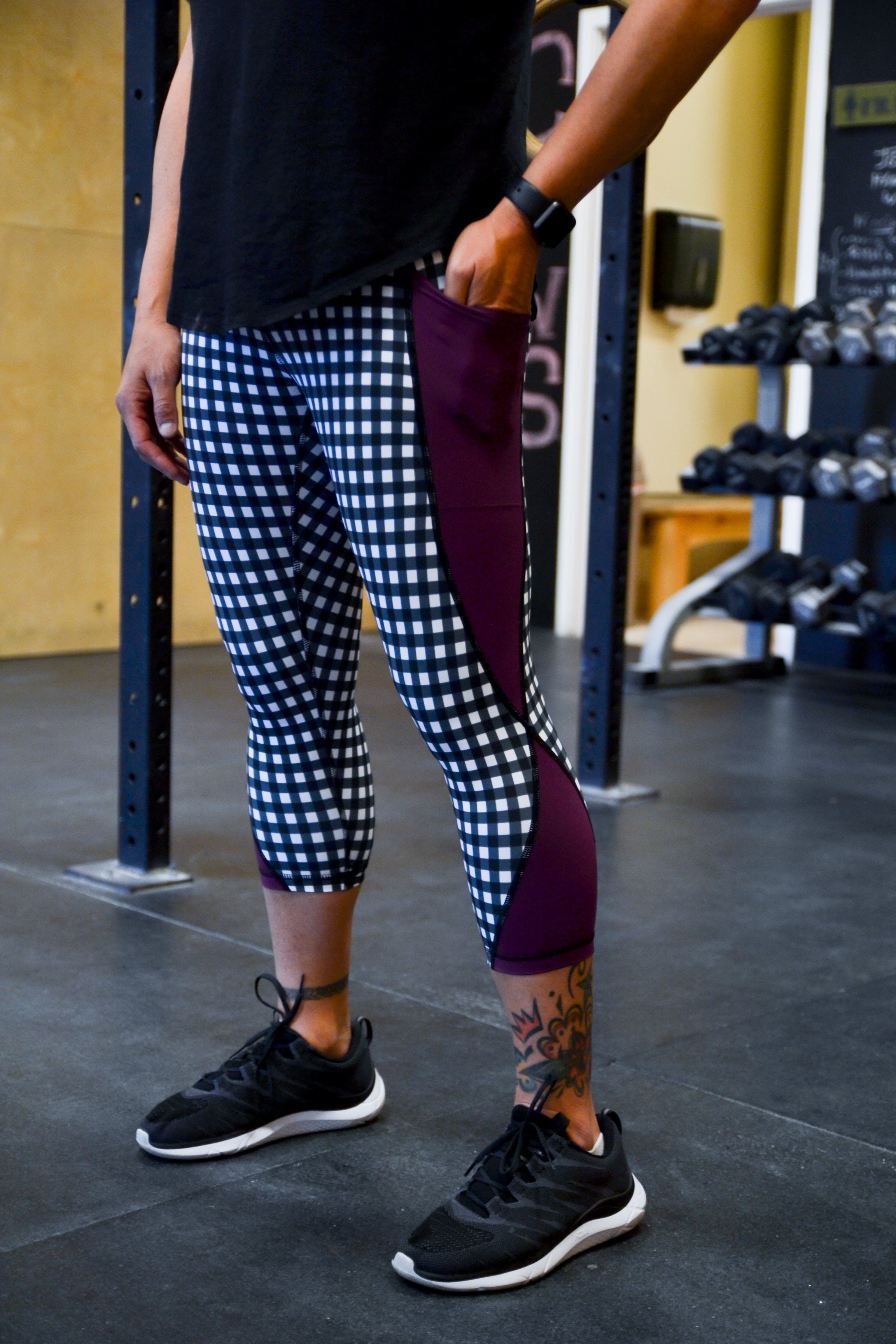 Purple Checker - Pocket Capri - ON SALE