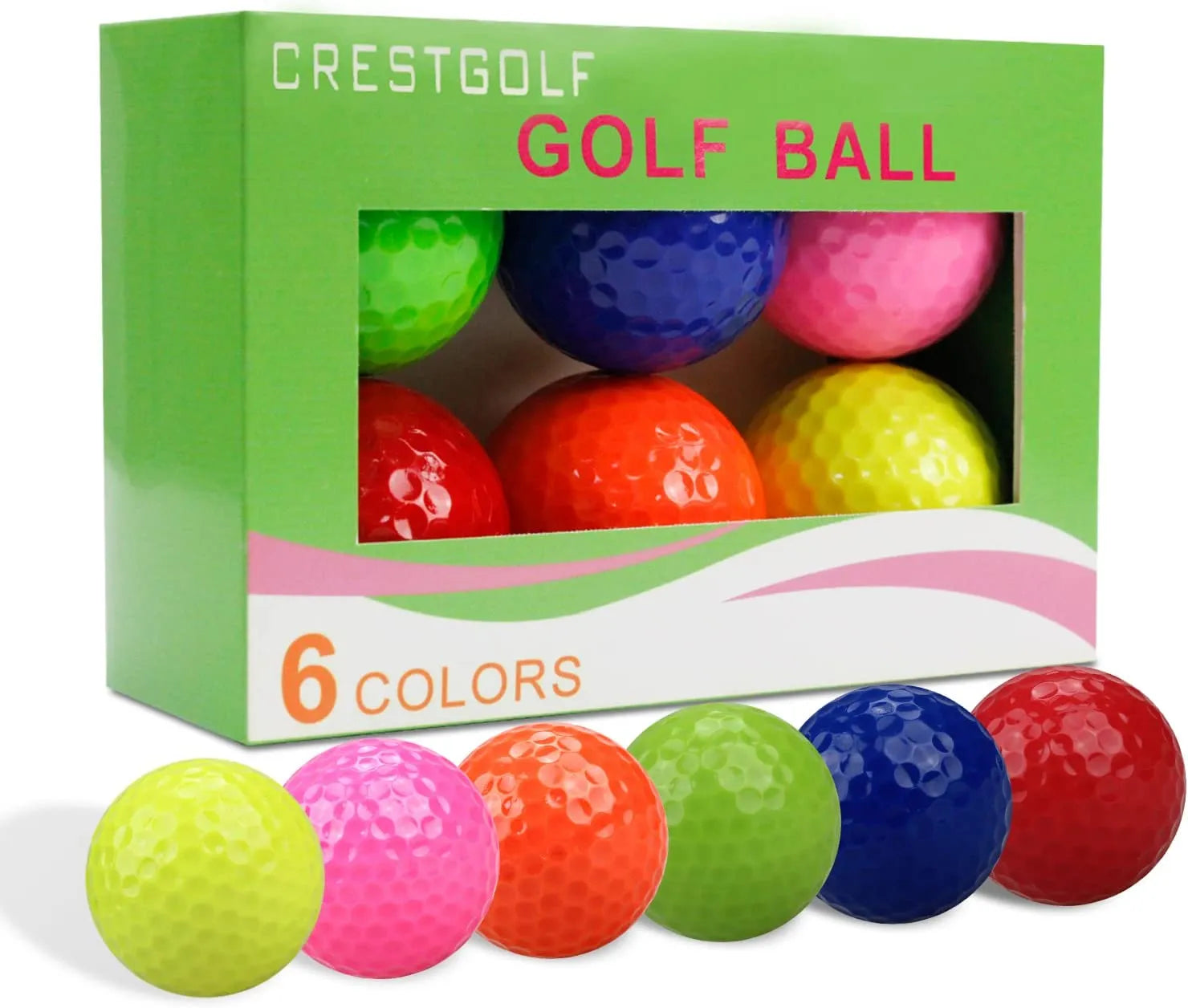 CRESTGOLF 6pcs/Pack Colorful Mini Golf Balls Two Piece Golf Practice Balls Training Golf Pelotas