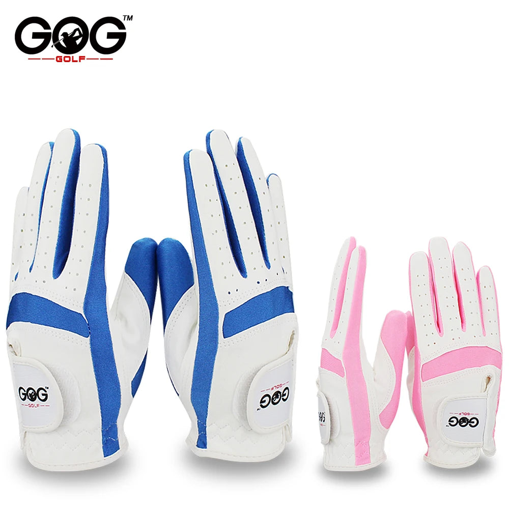 1 Pair Golf Gloves for Kids Left Hand Right Hand Glove Breathable Soft Fabric Blue Pink Child Golf Glove