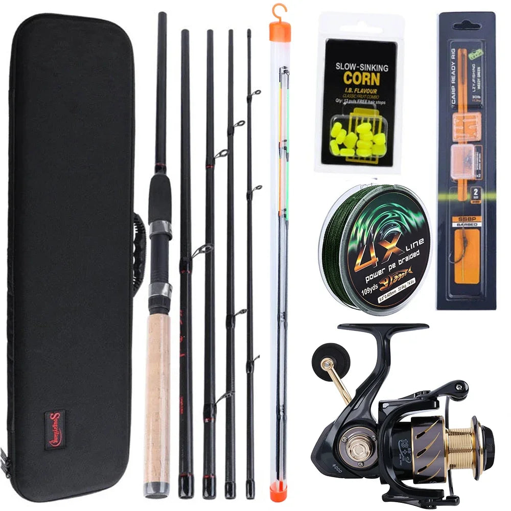 Sougayilang 3.0M Feeder High Carbon Rod Sets With 13+1BB Spinning Reel  Fishing Rod Combon Feeder Rod Combos Pesca