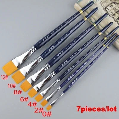 7pieces /Lot 0#~12# Flat Painting Brush Outline Pen Combo for Assembly Model Building Military Model DIY XDD860