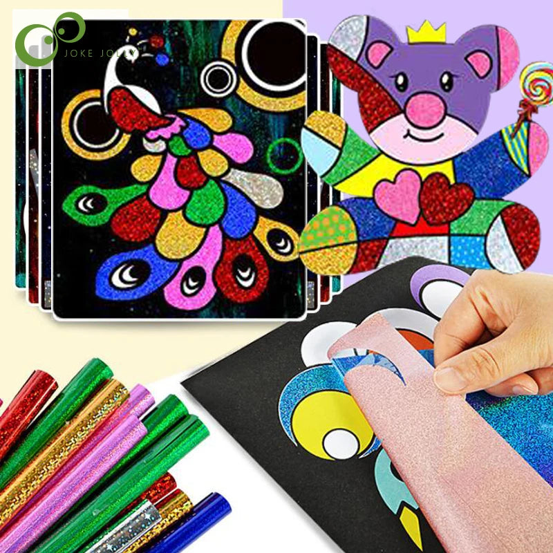 12pcs/Set Cute Cartoon DIY Magic Transfer Wticker Transfer Painting Crafts for Kids Arts and Crafts Toys for Children Gift GYH