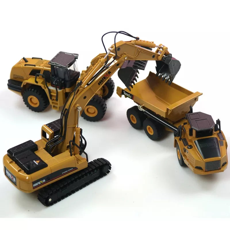 HUINA 1:50 Dump Truck Excavator Wheel Loader Diecast Metal Model Construction Vehicle Toys for Boys Birthday Gift Car Collection