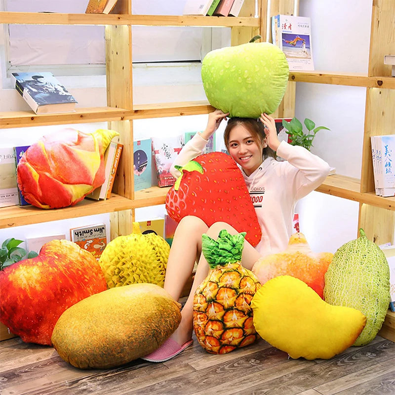 Simulation Fruit Vegetable Pillow Pad Vegetable Filled Doll Potato Broccoli Pea Strawberry Apple Durian Plush Toy Creative House