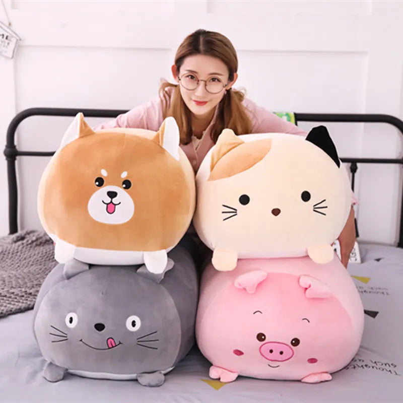 Soft Animal Cartoon Pillow Cushion Cute Fat Dog Cat Totoro Penguin Pig Plush Toy Stuffed Lovely Kids Birthday Gift