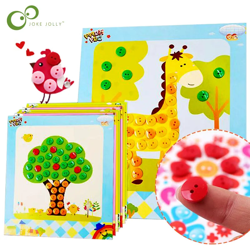 4Pcs Button Puzzle Stickers Handmade DIY Toys for Children Montessori Speelgoed Brinquedo Brinquedos Juguetes GYH