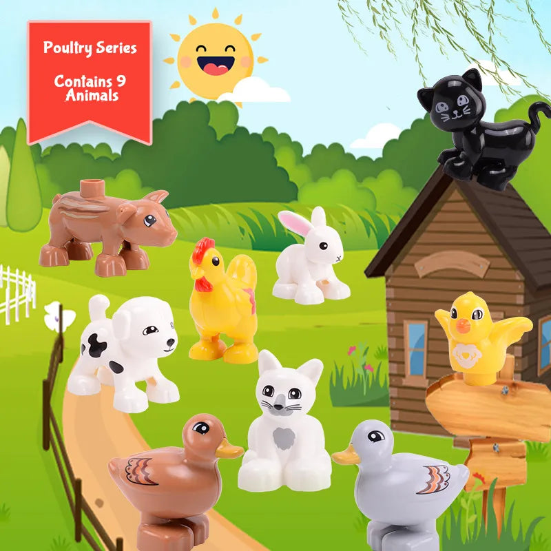 Toys Big Size Animals Farm Series Big Building Blocks Compatibel With Animals Series Toys for Childrens Kids Party Gift
