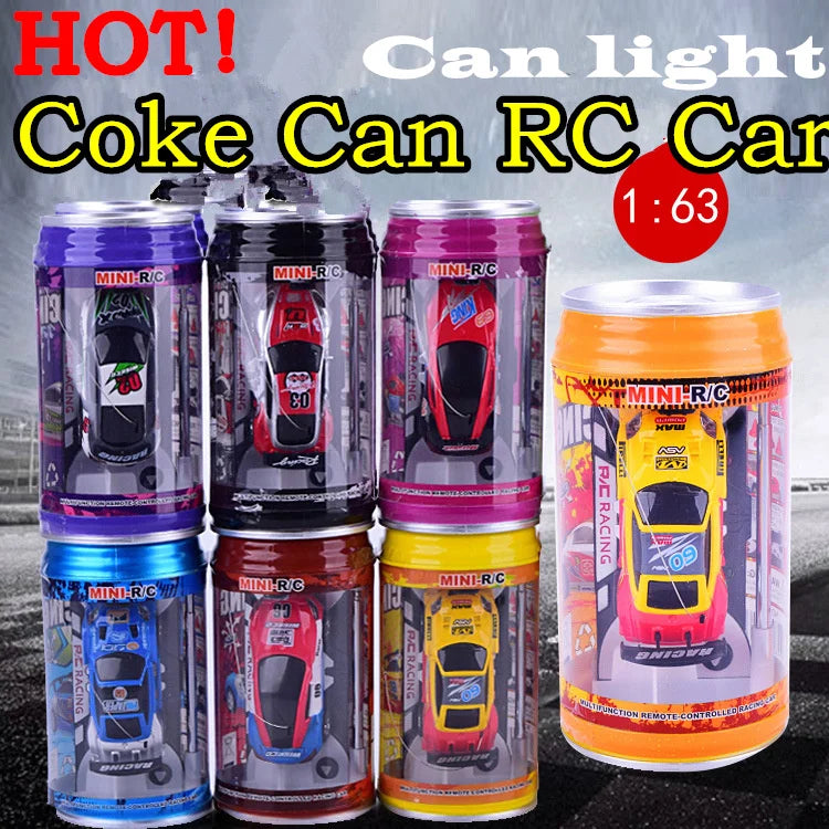HOT! Original 7 Colors Coke Can RC Car Radio Remote Control Car Micro Racing Car Toy 4pcs Road Blocks Kid's Toys Gifts