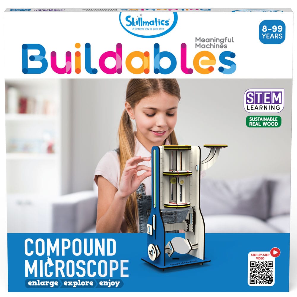 Skillmatics Buildables Compound Microscope - Kids Build This to Learn Refraction, Magnification and Magic of Lenses