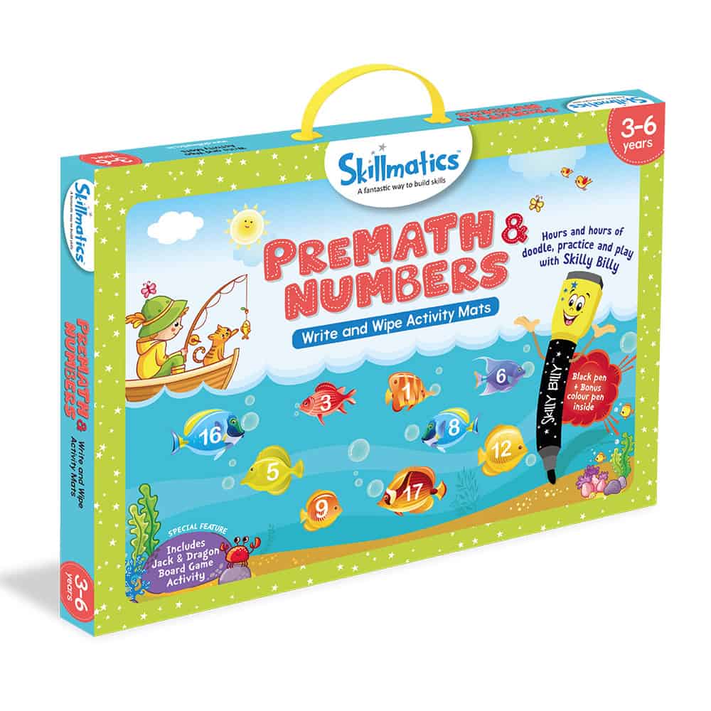 Skillmatics Pre-Math and Numbers - Kids Early Education - 17 Write & Wipe Educational Games for Children