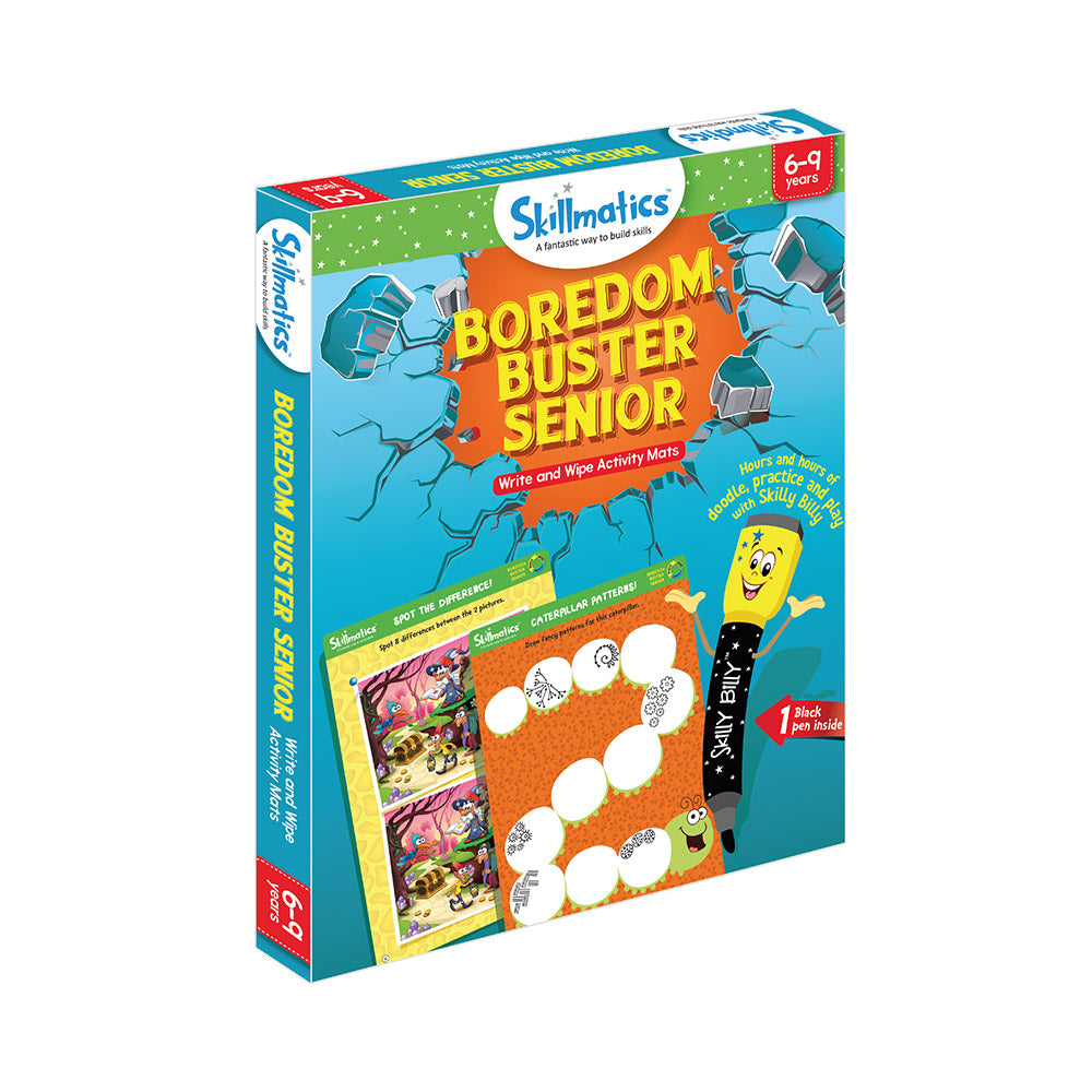 Skillmatics Boredom Buster Senior - 12 Write, Wipe, Repeat Educational Activity Games for Children