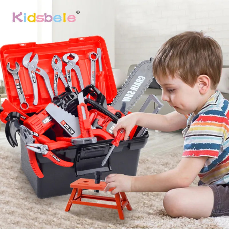 Kids Toolbox Kit Educational Toys Simulation Repair Tool Toys Drill Plastic Game Learning Engineering Pretend Play Toys for Boy