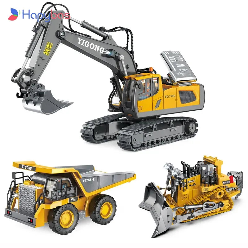 2.4Ghz 6 Channel 1:24 RC Excavator Toy RC Engineering Car Alloy and Plastic Excavator RTR for Kids Christmas Gift