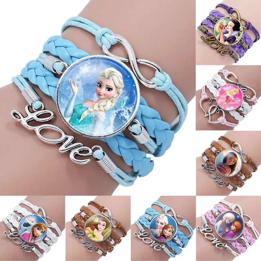 Disney Princess Children Cartoon Bracelet Frozen Elsa Lovely Wristand Girl Gift Clothing Accessories Bangle Kid Make Up Jewelry