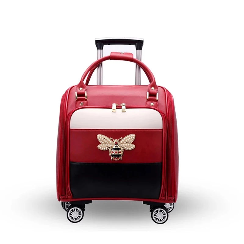 New Woman Fashion Brand Light Trolley Luggage Rolling Suitcase Girls High Quality Waterproof Trolley Bag Handbag on Wheels
