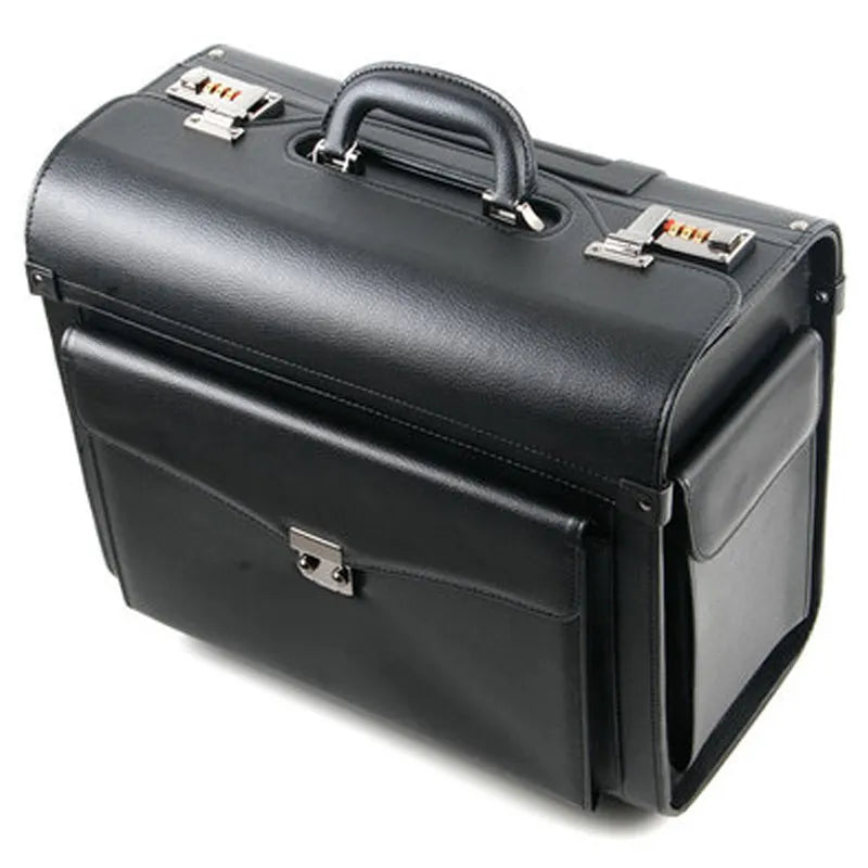 New Retro PU Leather Pilot Rolling Luggage Cabin Airline Stewardess Travel Bag on Wheel Suitcases Business Trolley Suitcase