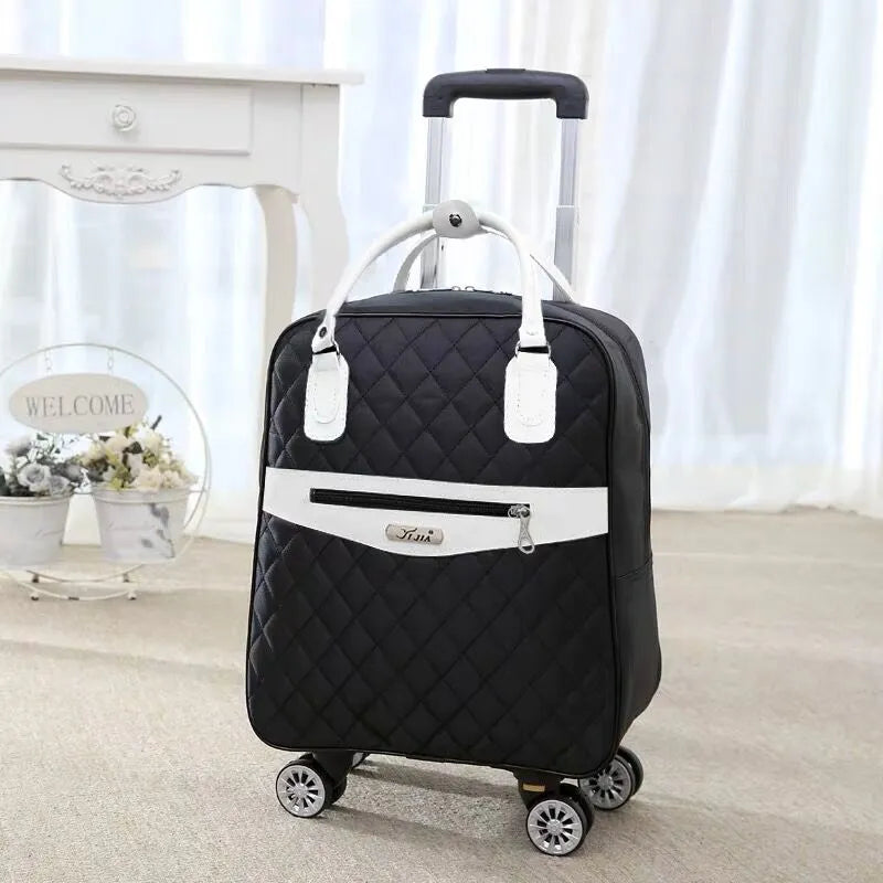 New Women Travel Luggage Suitcase Handbag,girls Cabin Waterproof Oxford Rolling Trolley Suitcase,Lady Carry-Ons Wheels Drag Bag