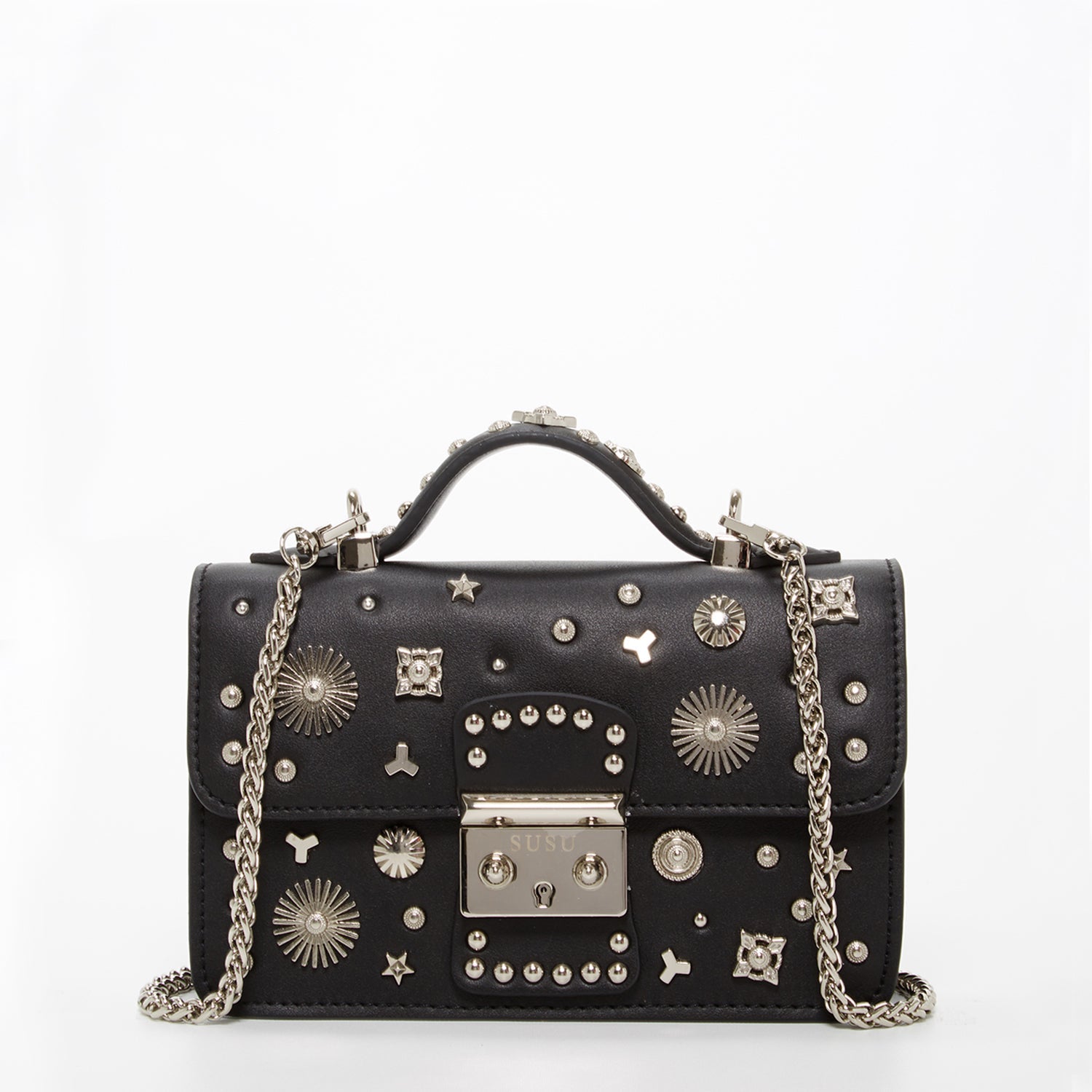 SUSU the Hollywood Studded Leather Crossbody Black