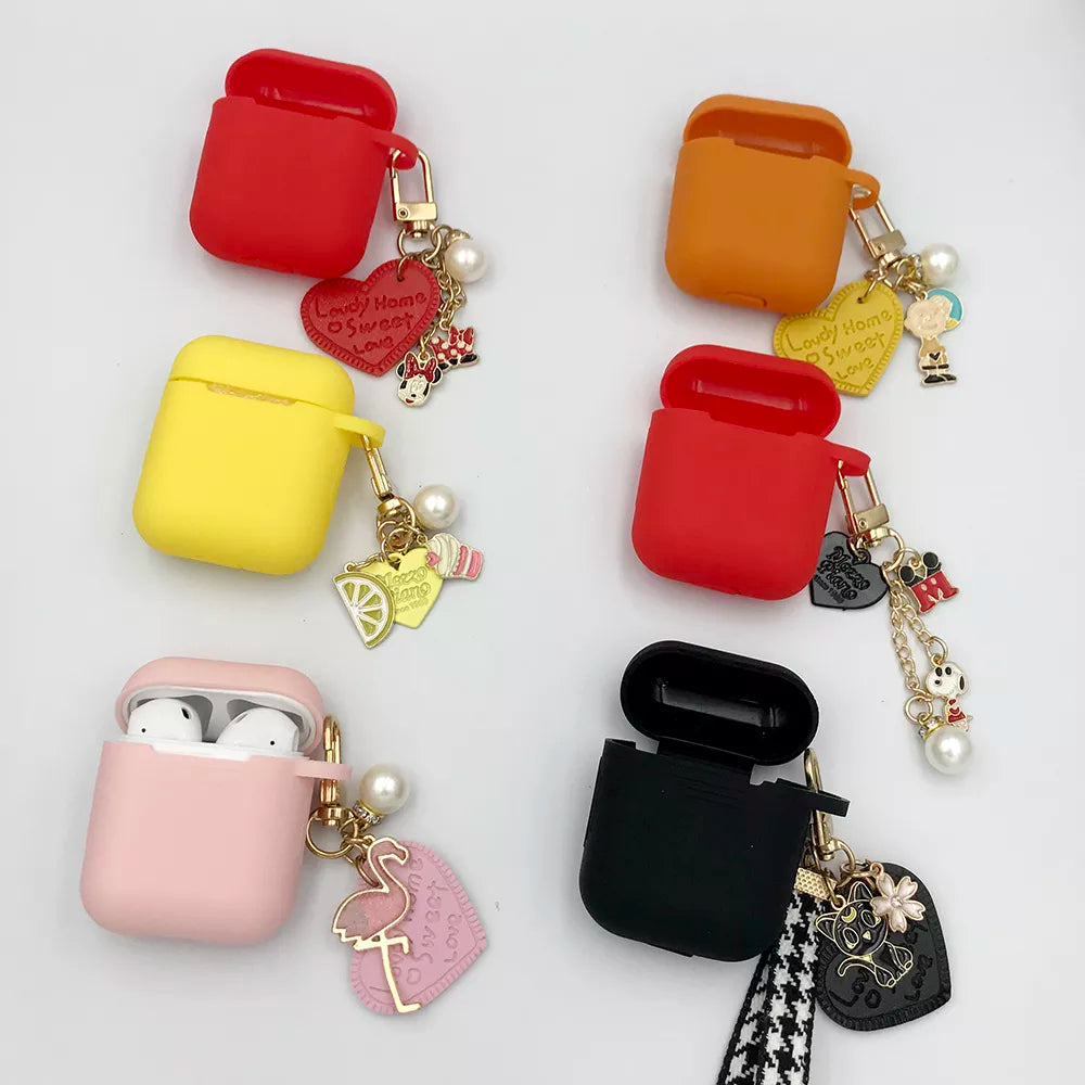 Cute Earphone Protective Case for AirPods Silicone Bluetooth Earphone Case for Apple AirPods Charger Box Cover Anti-Lost Gift