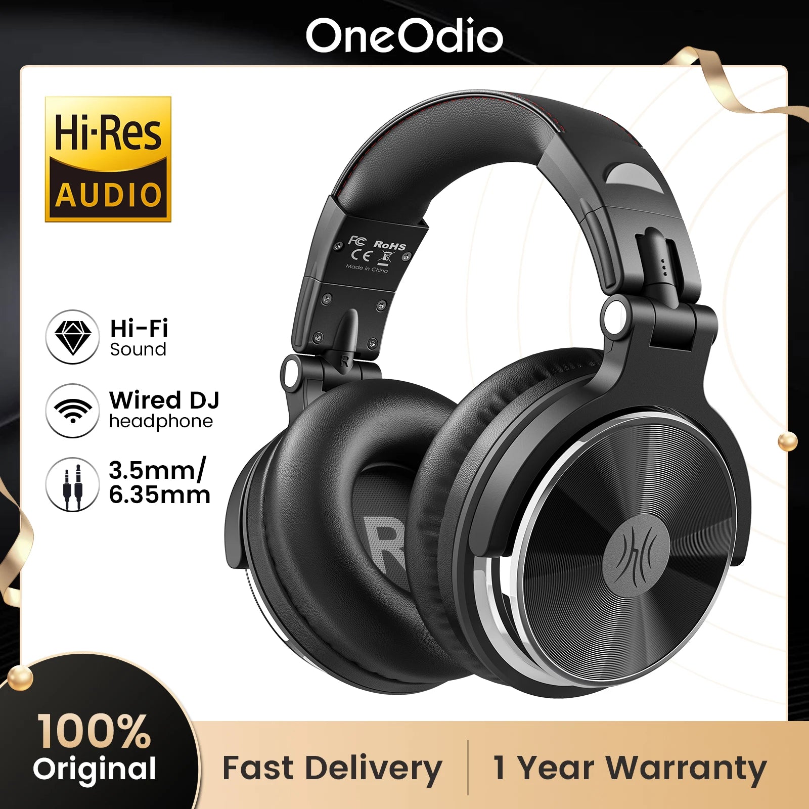 Oneodio Pro-10 Wired Headphones With 50mm Quality HiFi Drivers Stereo Big Headphones Studio Mixing Recording Monitoring Headset
