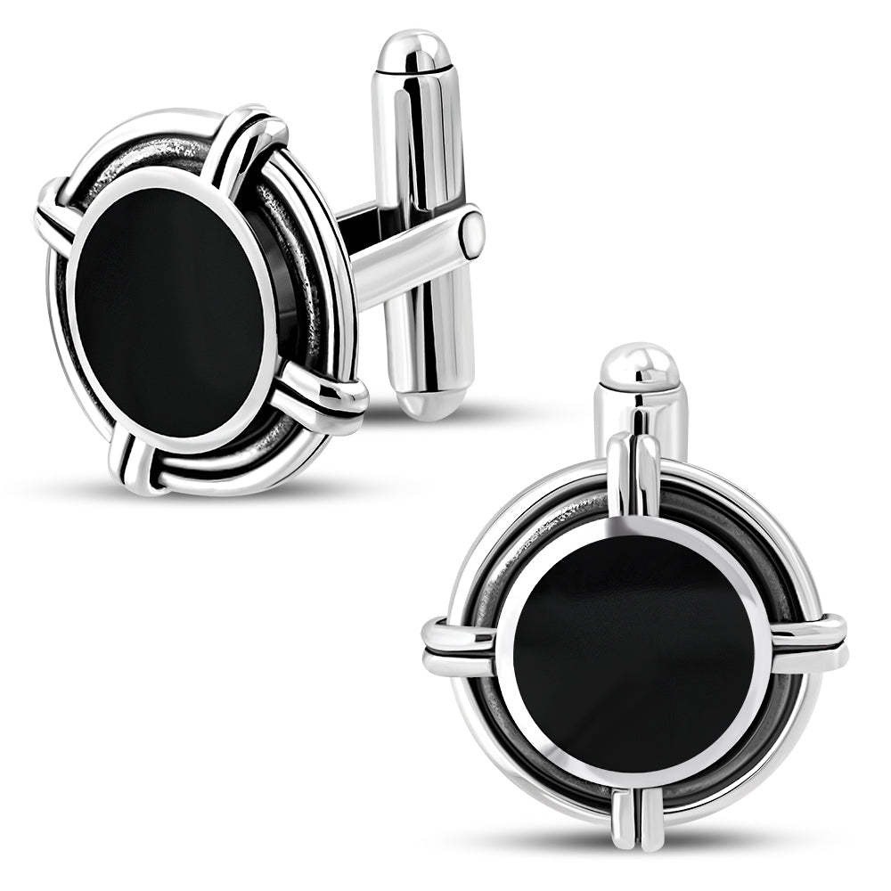 Sterling Silver Black Onyx Cufflinks