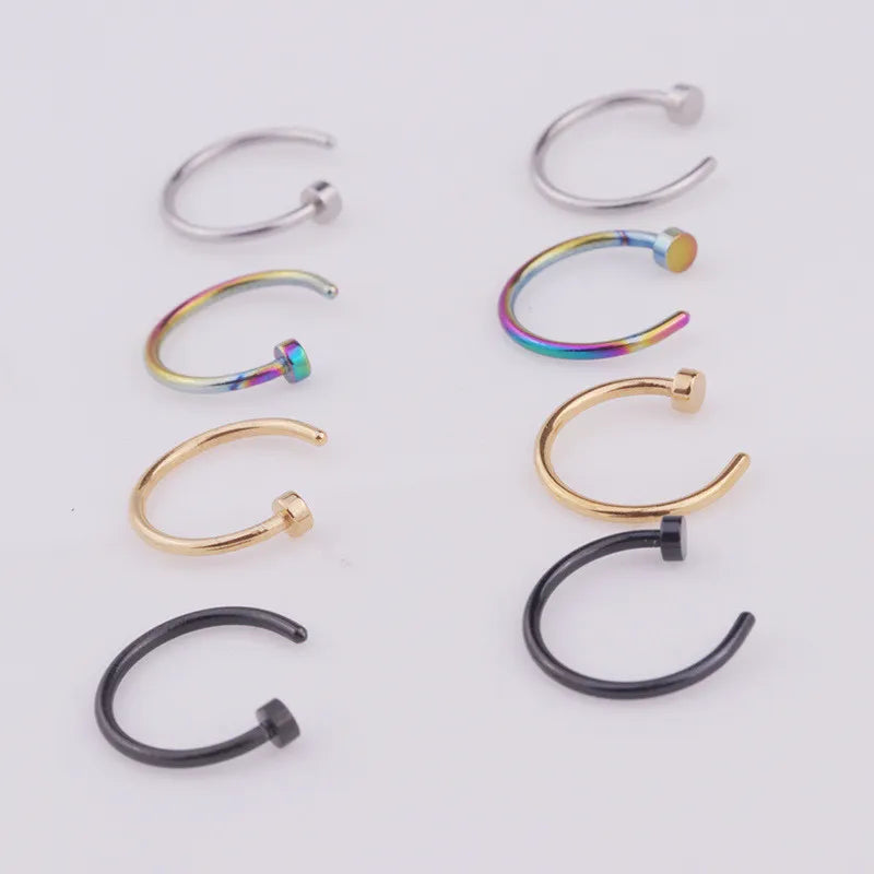 1pc/Lot 6/8/10mm Punk Stainless Steel Fake Nose Ring C Clip Lip Ring Earring Helix Rook Tragus Faux Septum Body Piercing Jewelry