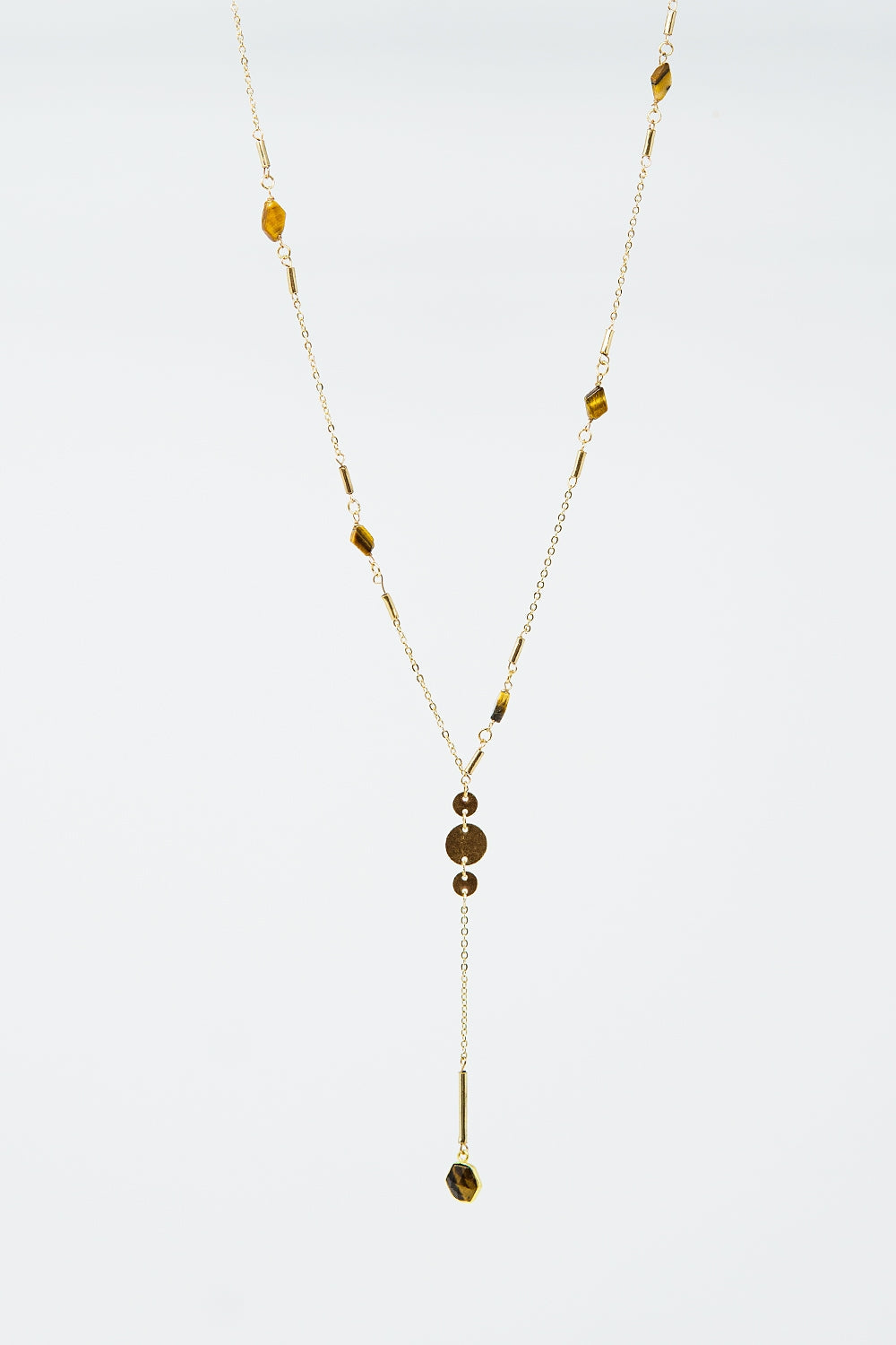 Golden Necklace With Stone Detail and Pendant