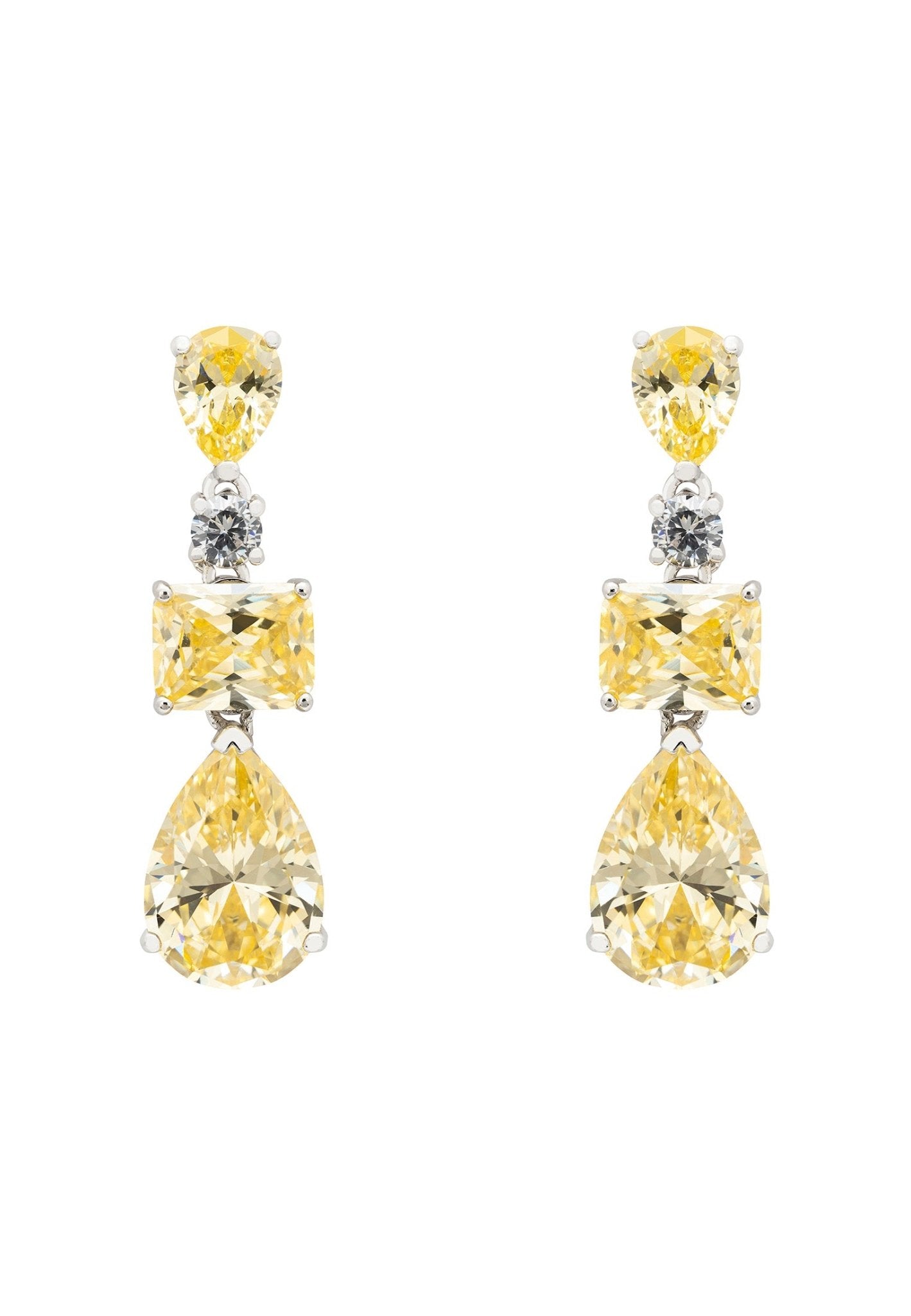 Valentina Drop Earrings Silver Yellow Topaz