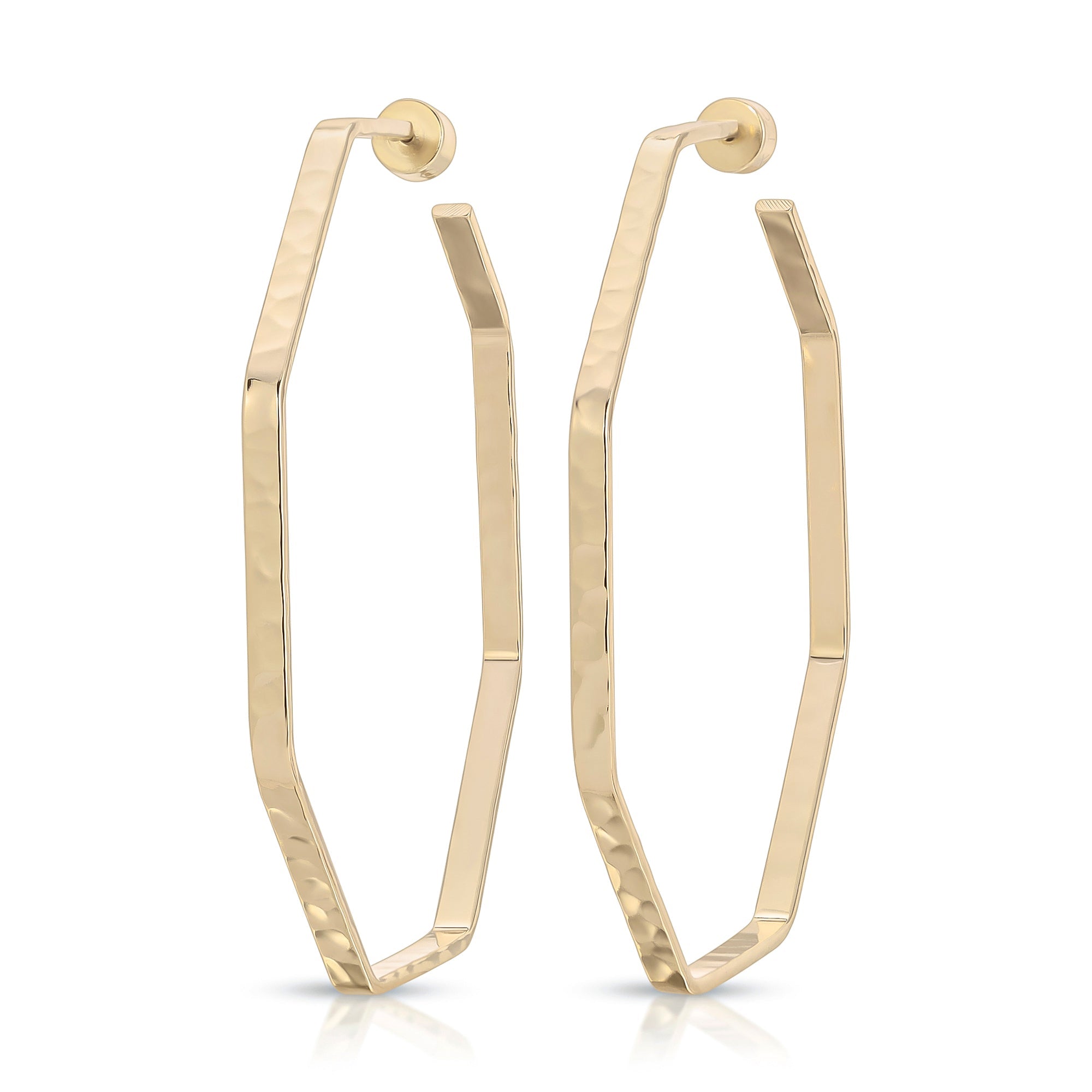 LARGE HAMMERED OCTAGON SHAPED HOOPS by Eklexic