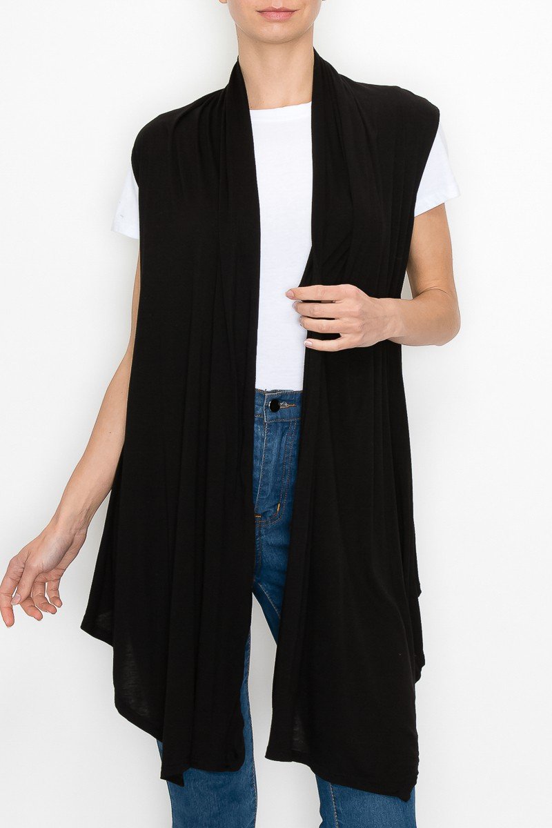 Open Front Vest - Black