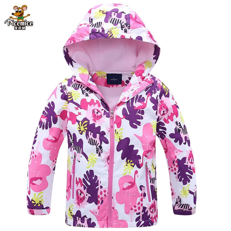 Girls Windbreaker Jacket for Child Clothing  Brand Flower Polar Fleece Girls Outerwear Coat Spring Autumn 3-12t Kids Jackets