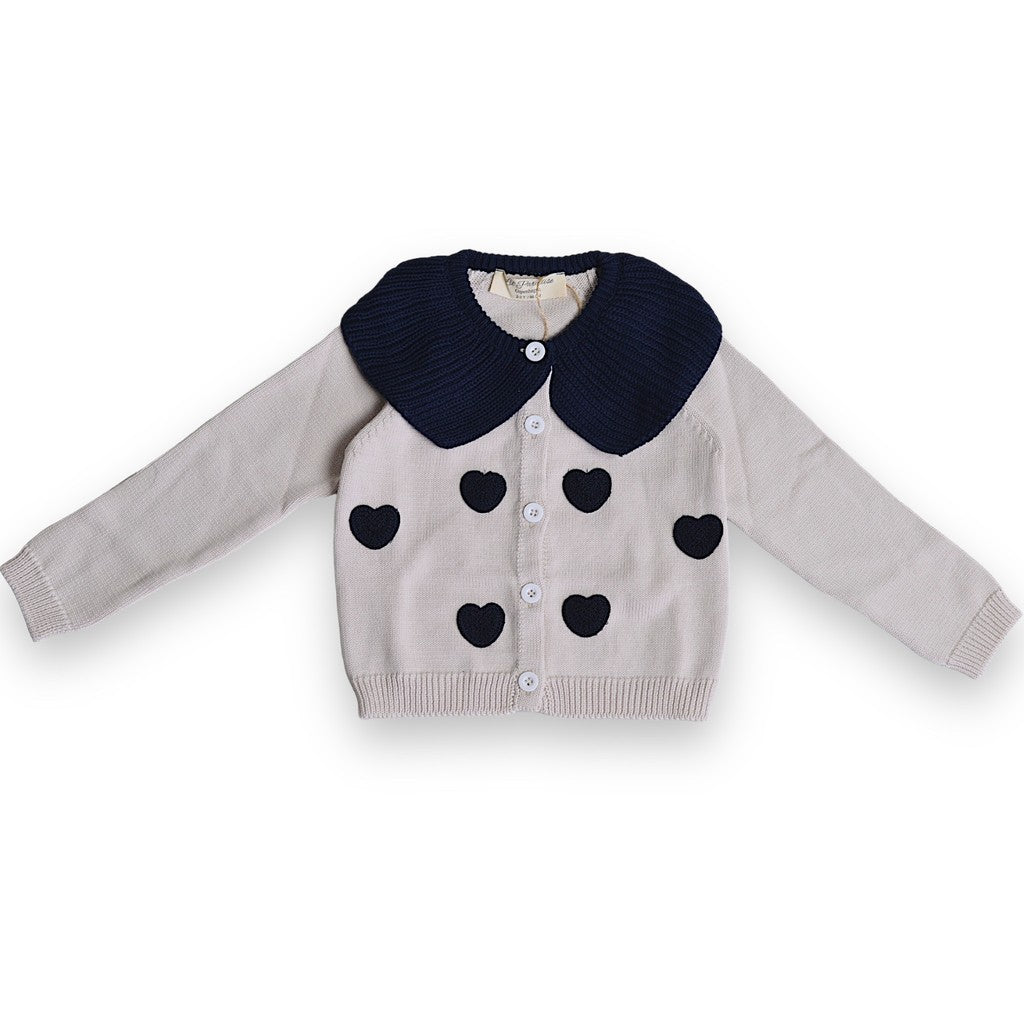Organic Navy Heart Cardigan