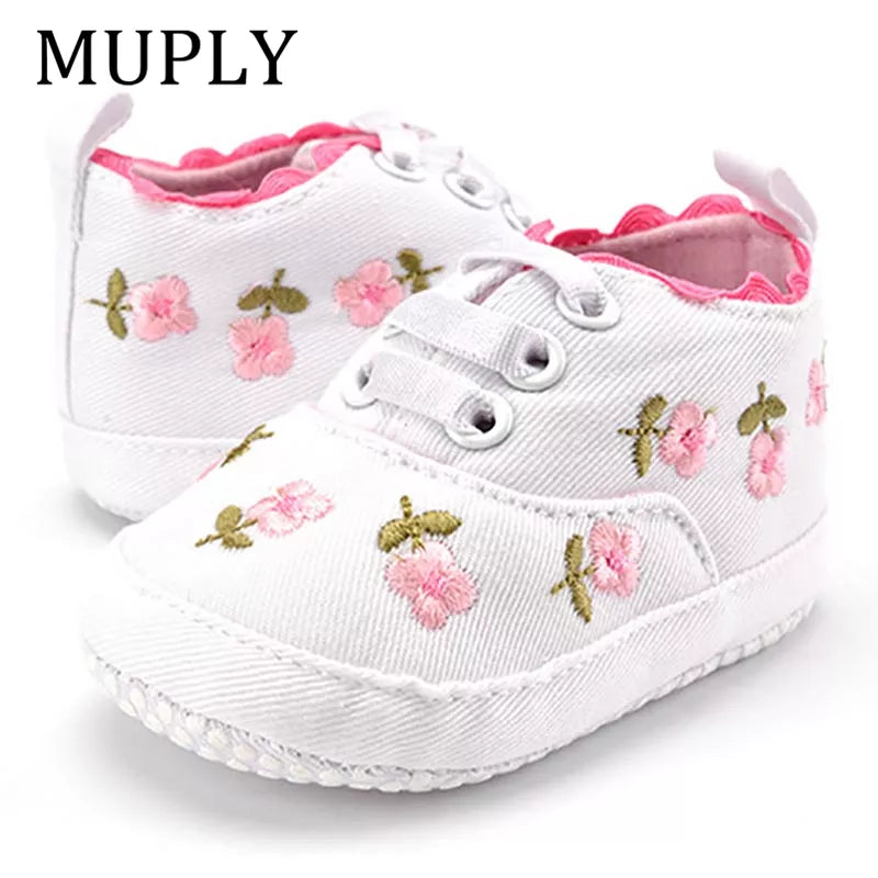Baby Girl Shoes White Lace Floral Embroidered Soft Shoes Prewalker Walking Toddler Kids Shoes First Walker