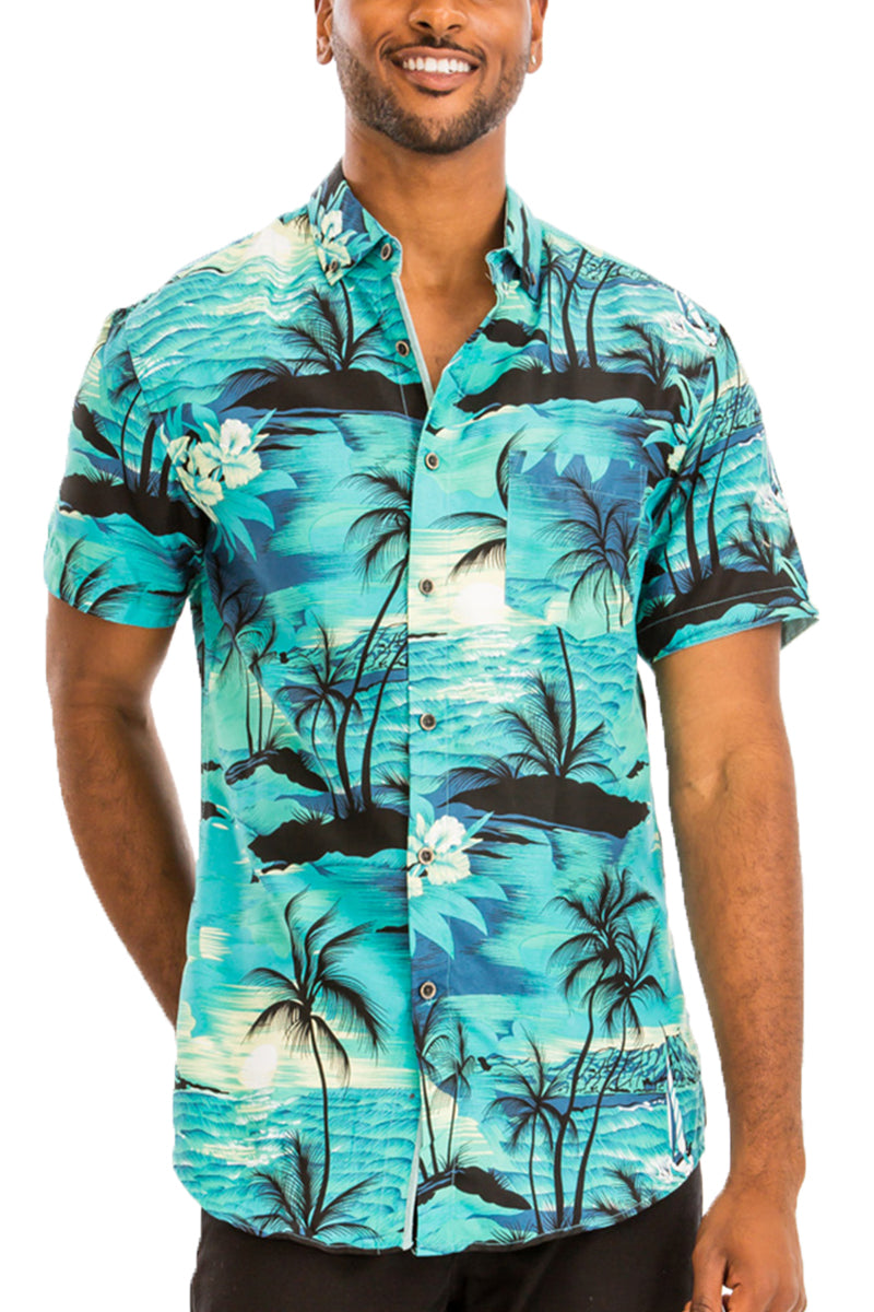 Digital Print Hawaiian Short Sleeve Shirt