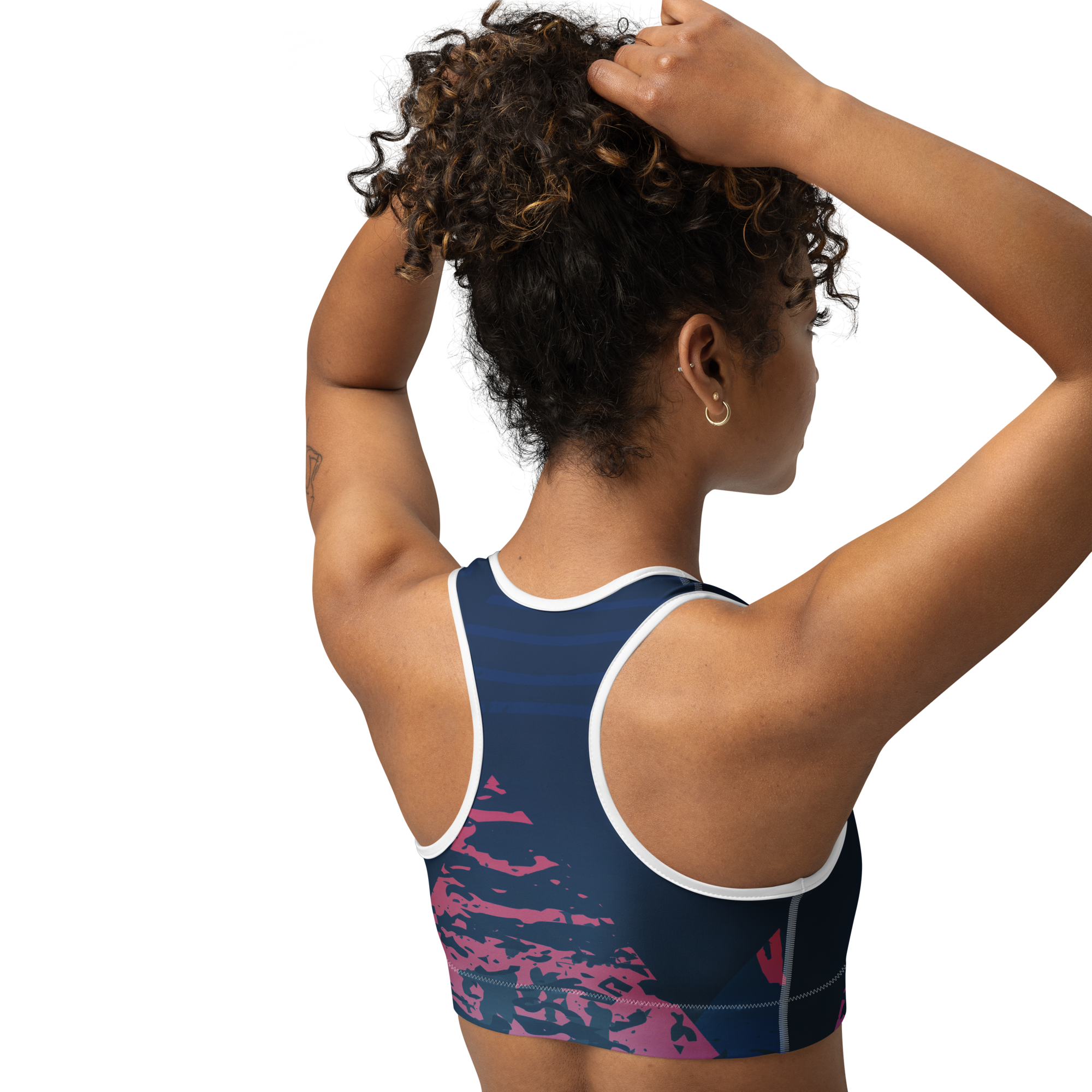 Moisture Wicking Victory Sports Bra (White & Black Piping)